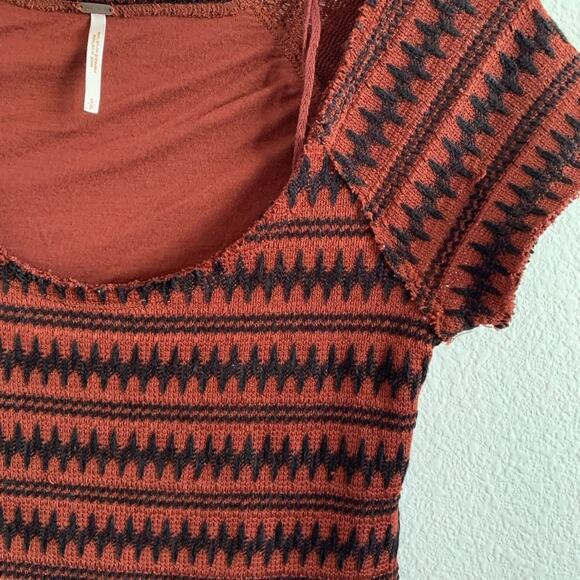 Free People Ruffle Bottom Textured Dress Curtain Stripe Small - Picture 4 of 7